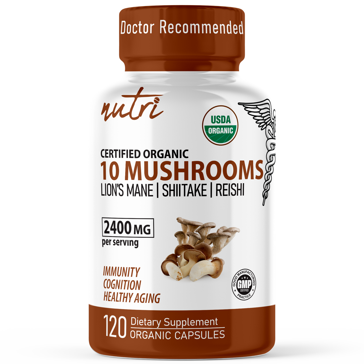 10 Mushrooms Complex, 2400mg, Organic