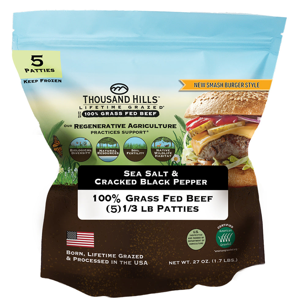 Beef Patties, Sea Salt & Cracked Black Pepper, Frozen, Grass-fed