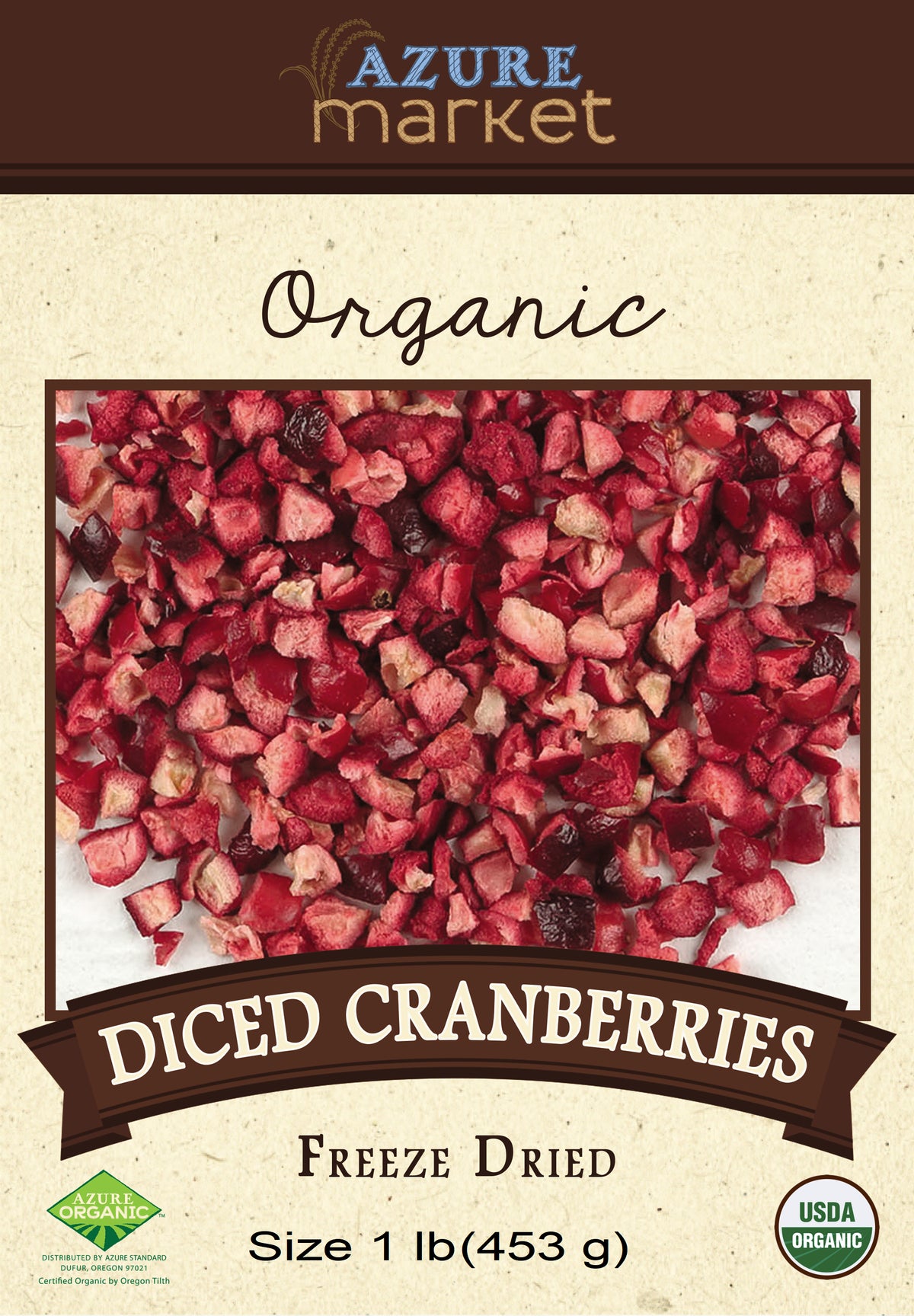 Cranberries Diced, Freeze Dried, Organic
