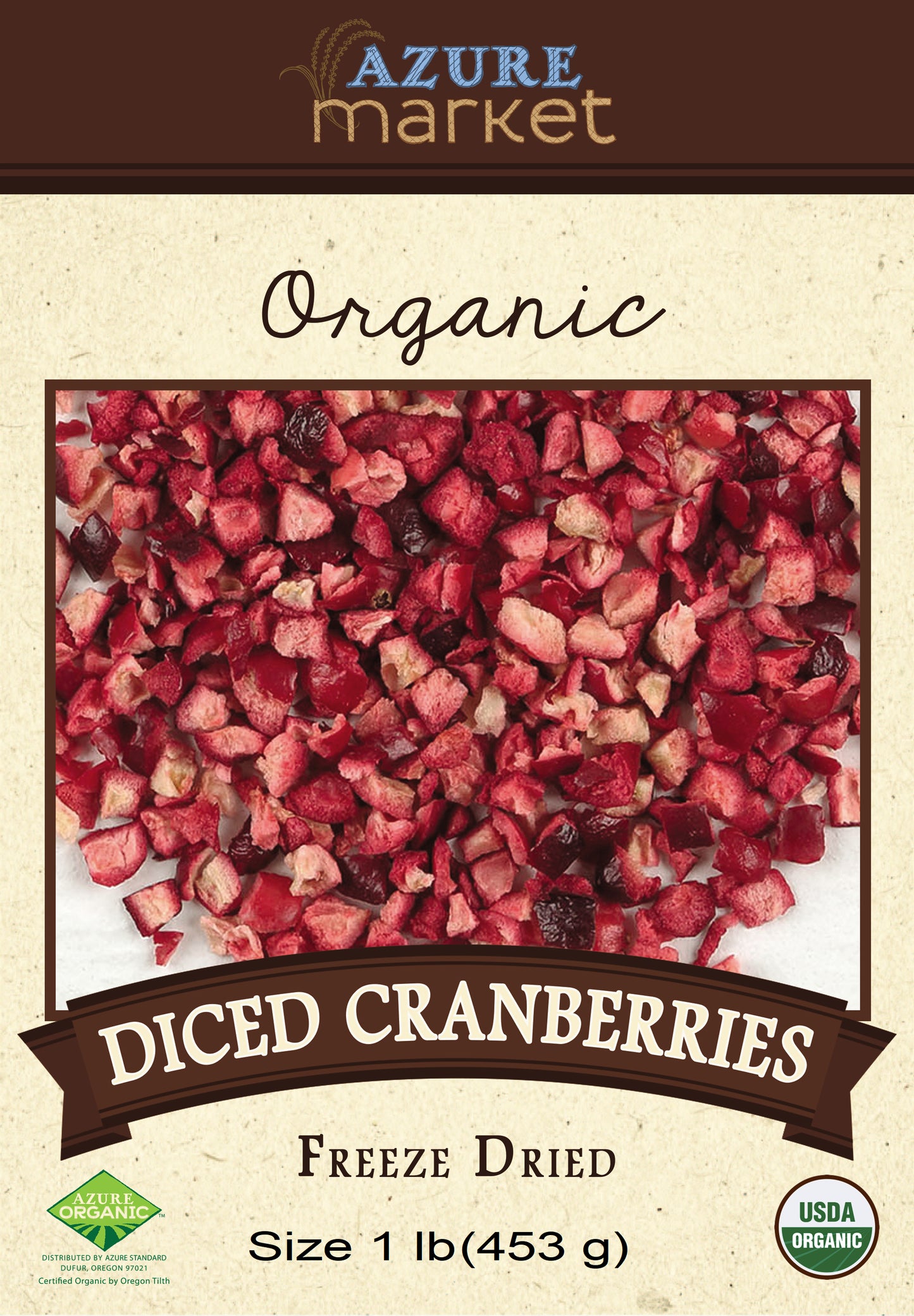 Cranberries Diced, Freeze Dried, Organic