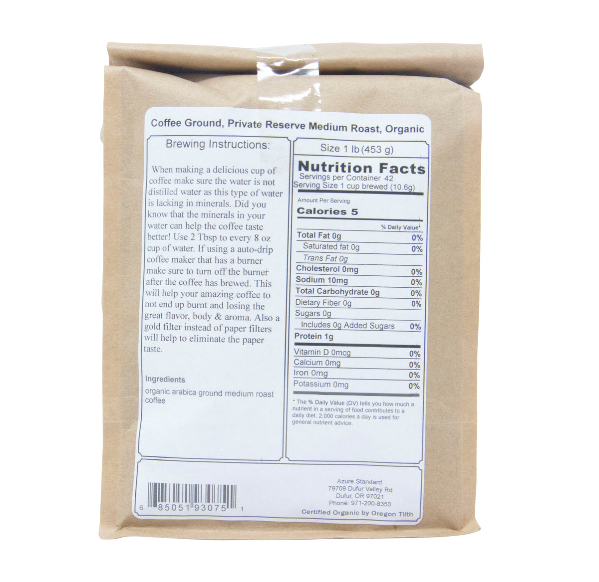 Coffee Ground, Private Reserve Medium Roast, Organic
