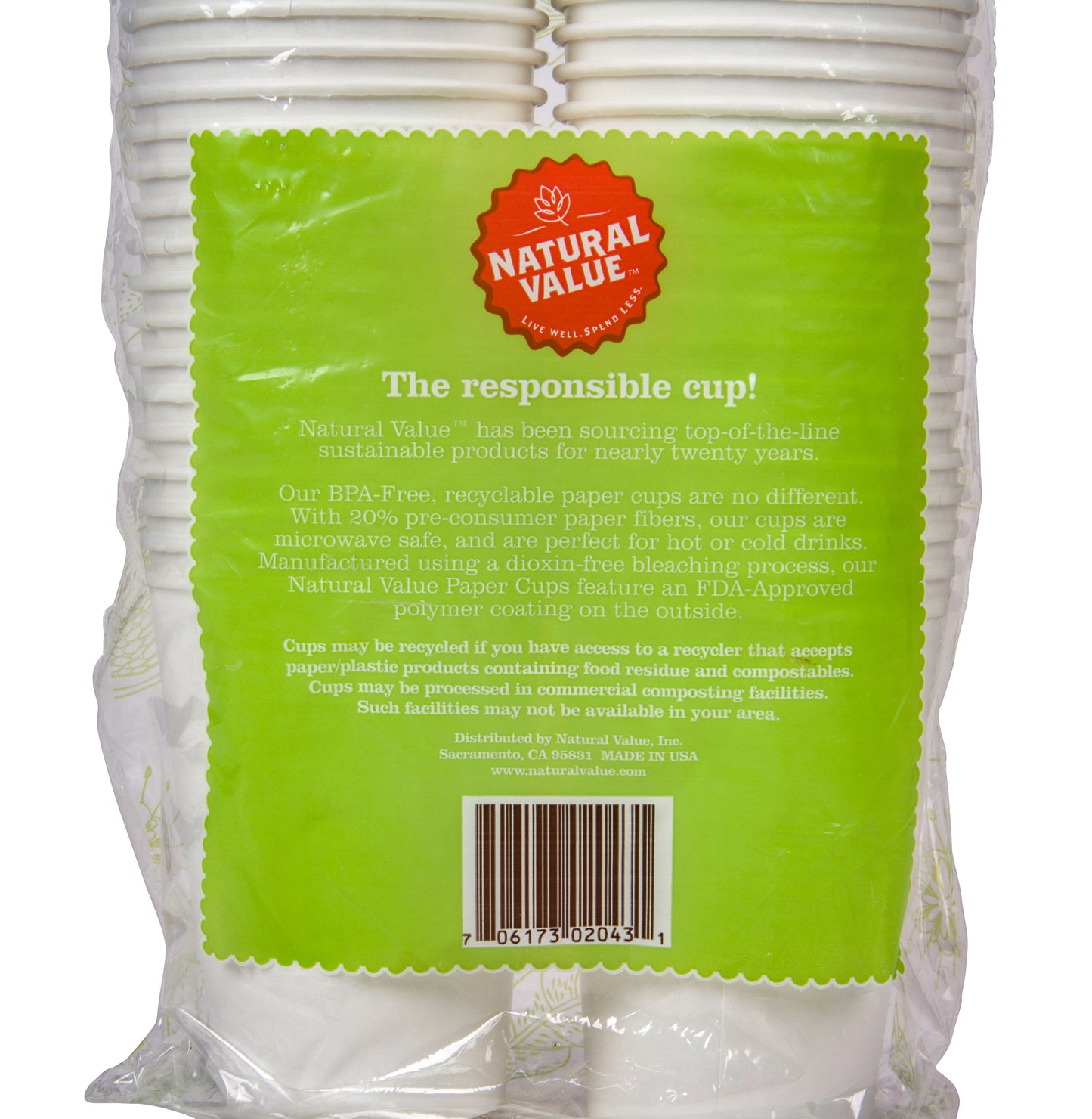 Drinking Cups, Paper 9oz, Hot/Cold, Recycled