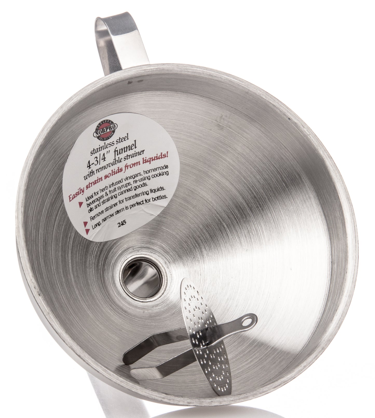 Funnel with Strainer, 5 inch, Stainless Steel