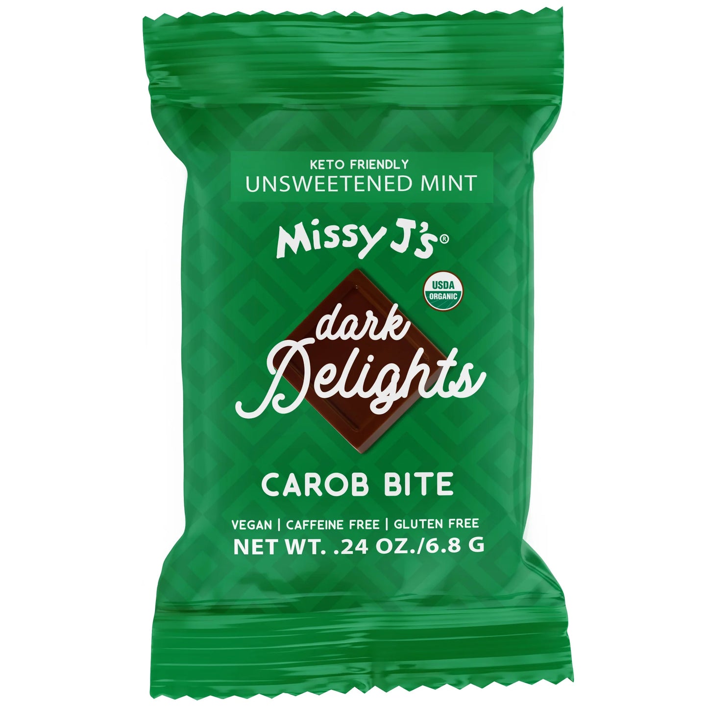 Dark Delight Carob Mini Bite Candy Bar, Unsweetened Mint, Organic