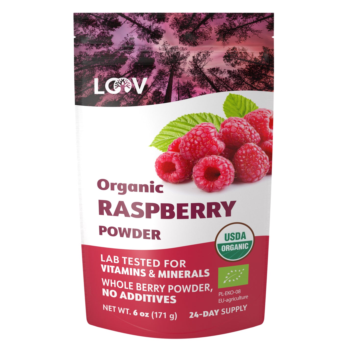 Raspberry Powder, Freeze-Dried, Organic