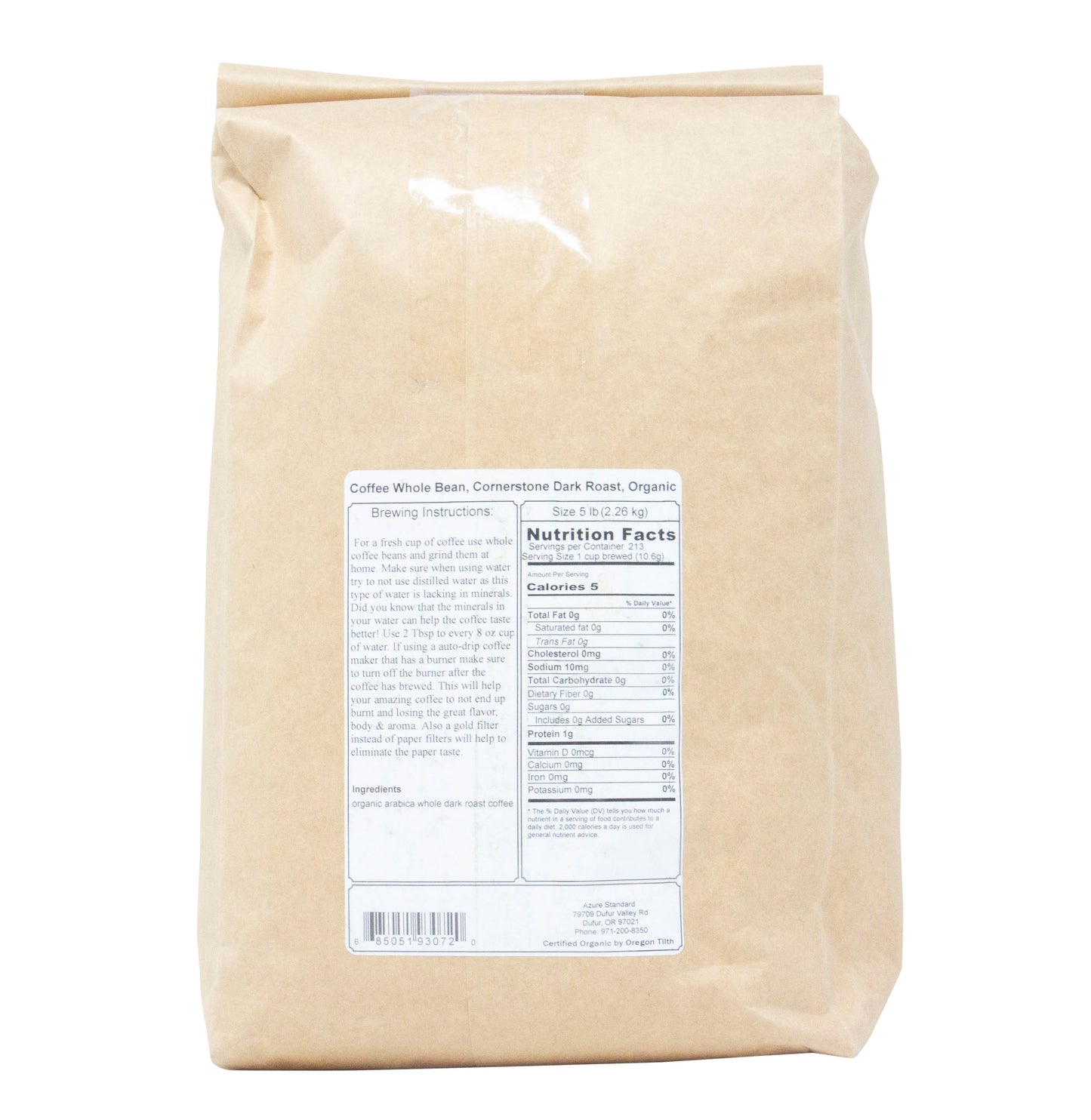 Coffee Whole Bean, Cornerstone Dark Roast, Organic