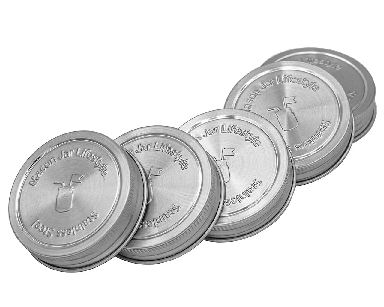 Stainless Steel Lids with Silicone Seals, Regular Mouth