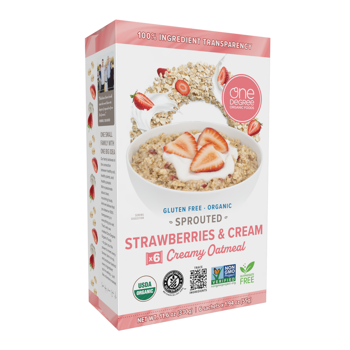 Instant Oatmeal, Sprouted Strawberries & Cream, Organic