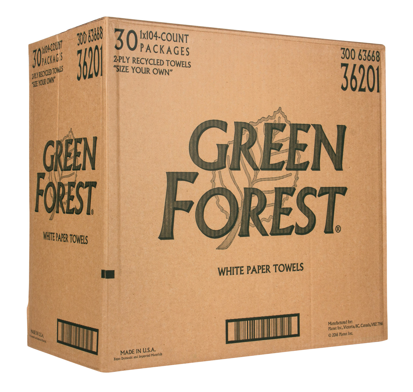 Paper Towel, 2-Ply, White, (1 Roll/Pack), Recycled