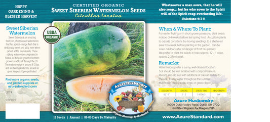 Sweet Siberian Watermelon Seed, Organic
