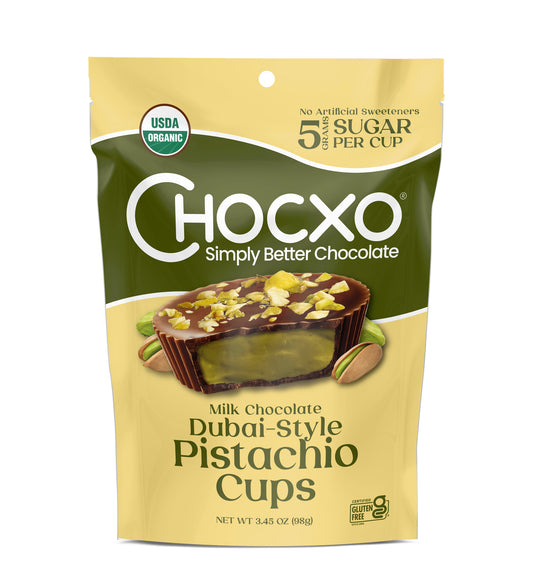 Milk Chocolate Cups, Dubai Style Pistachio, Organic