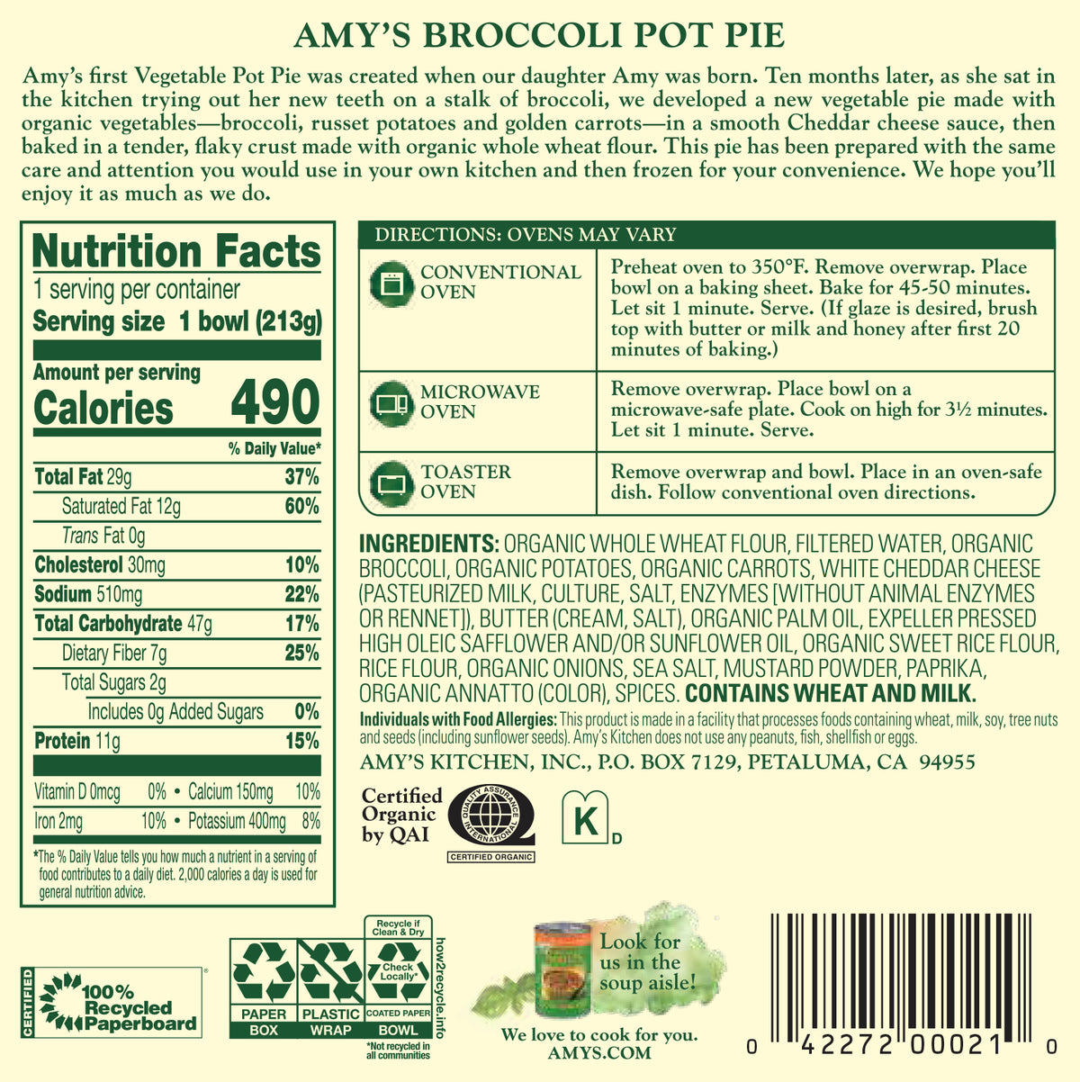 Broccoli Pot Pie, Frozen