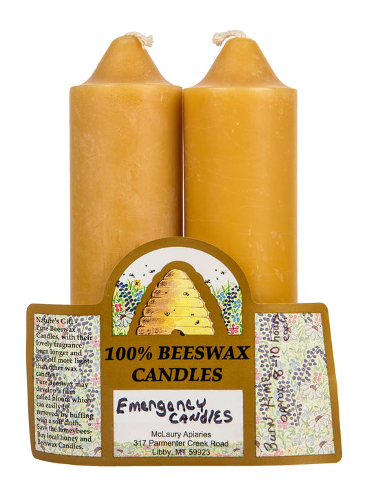 Candles, Bees Wax 6 " Emergency Pack