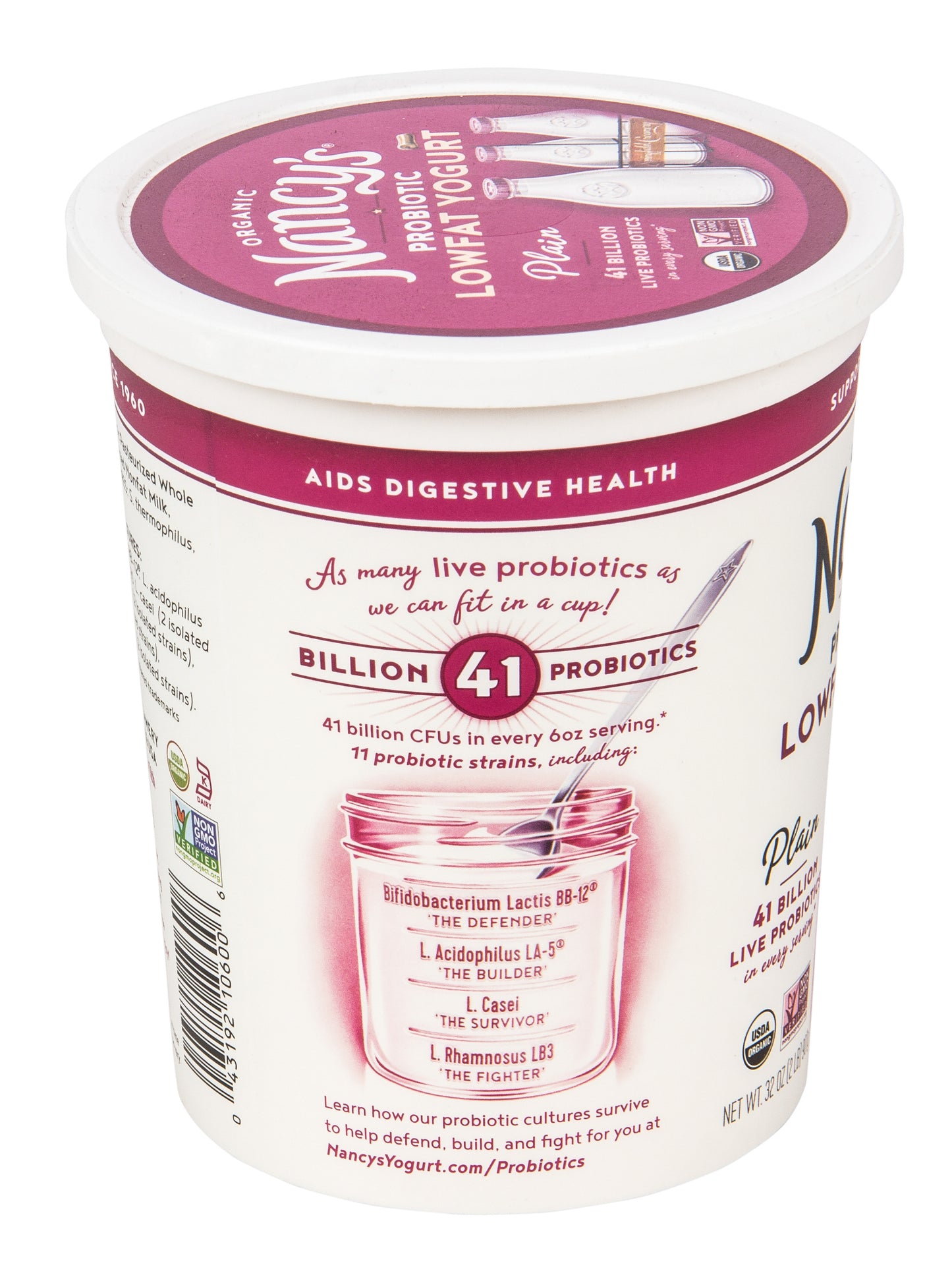 Yogurt, Low Fat, Plain, Organic