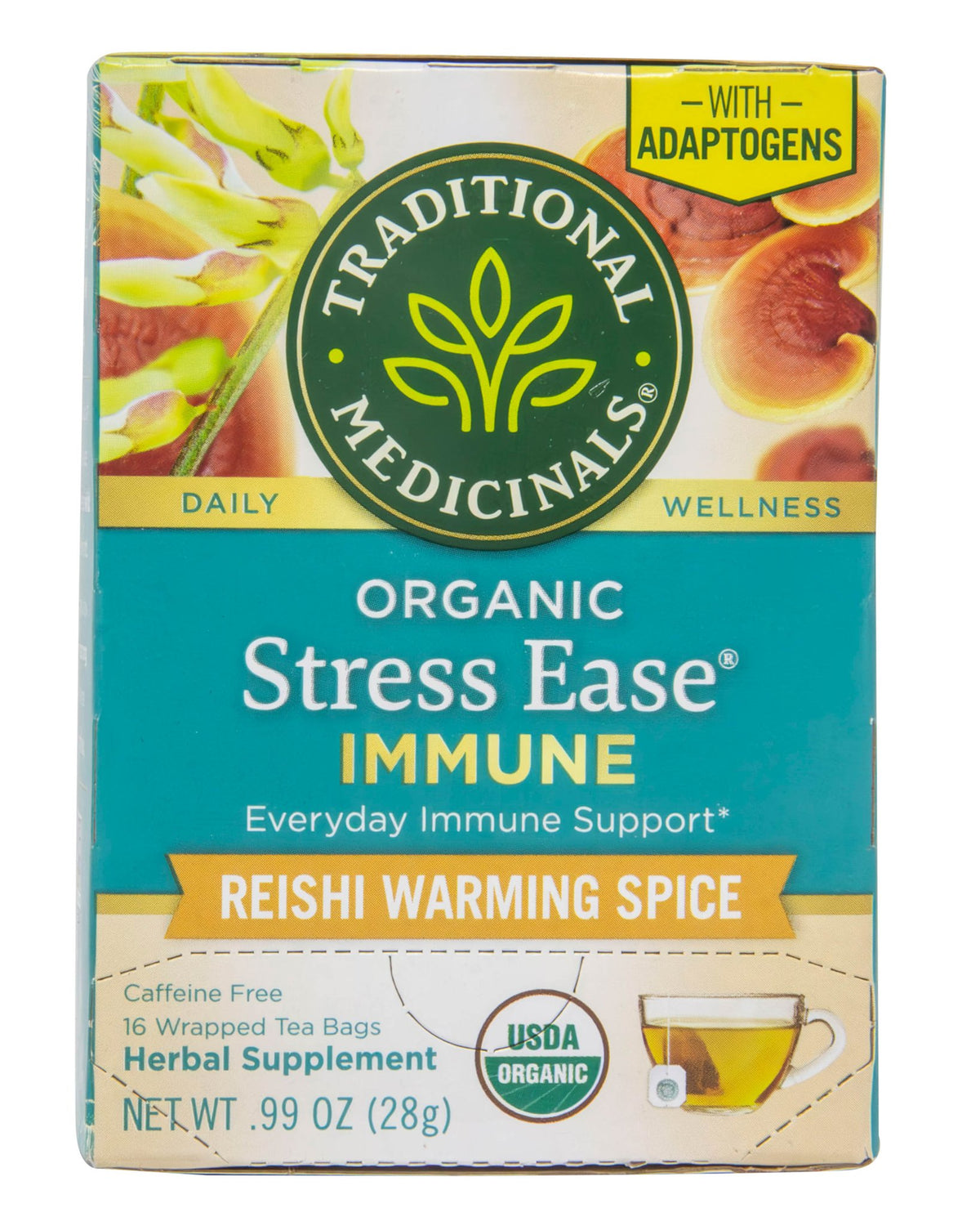 Stress Ease Immune, Reishi Warming Spice Tea, Organic