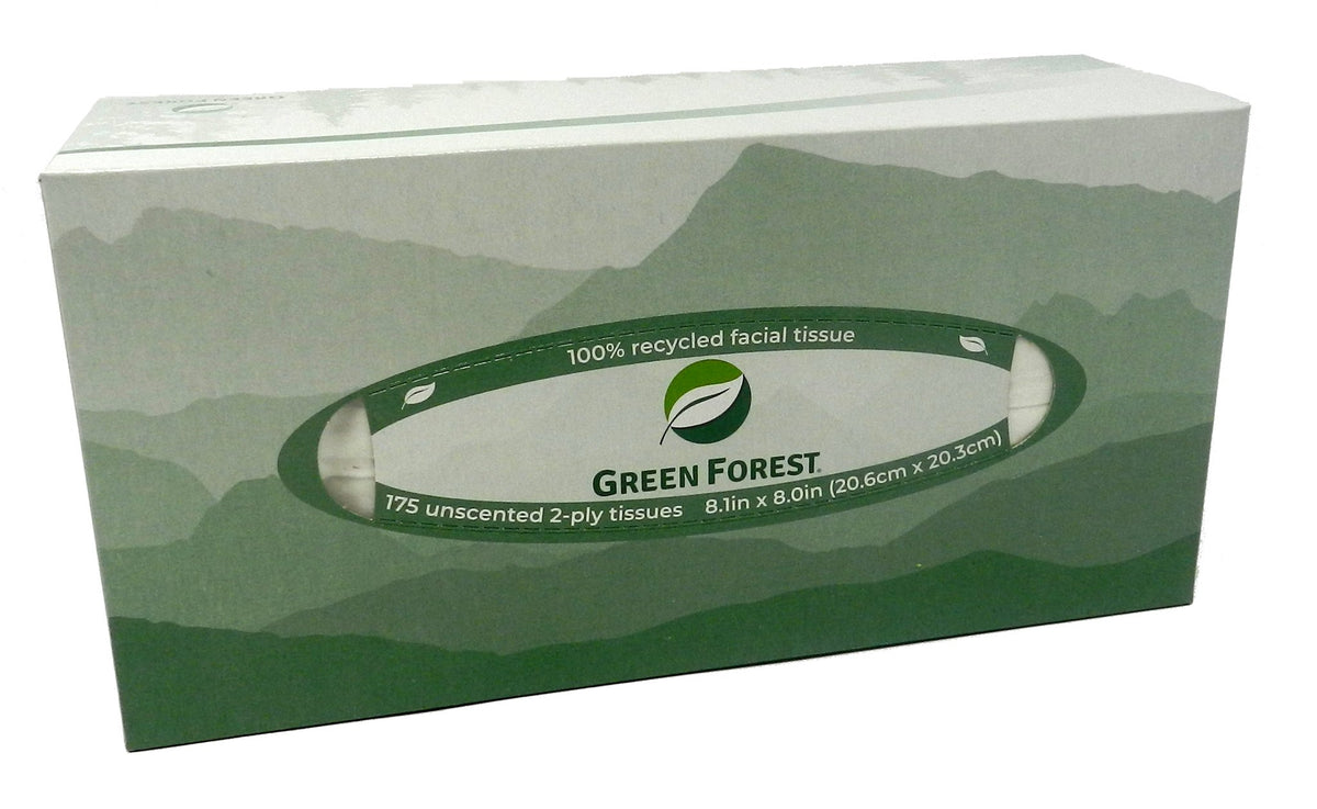 Facial Tissue Unscented, 2 ply, White, Recycled