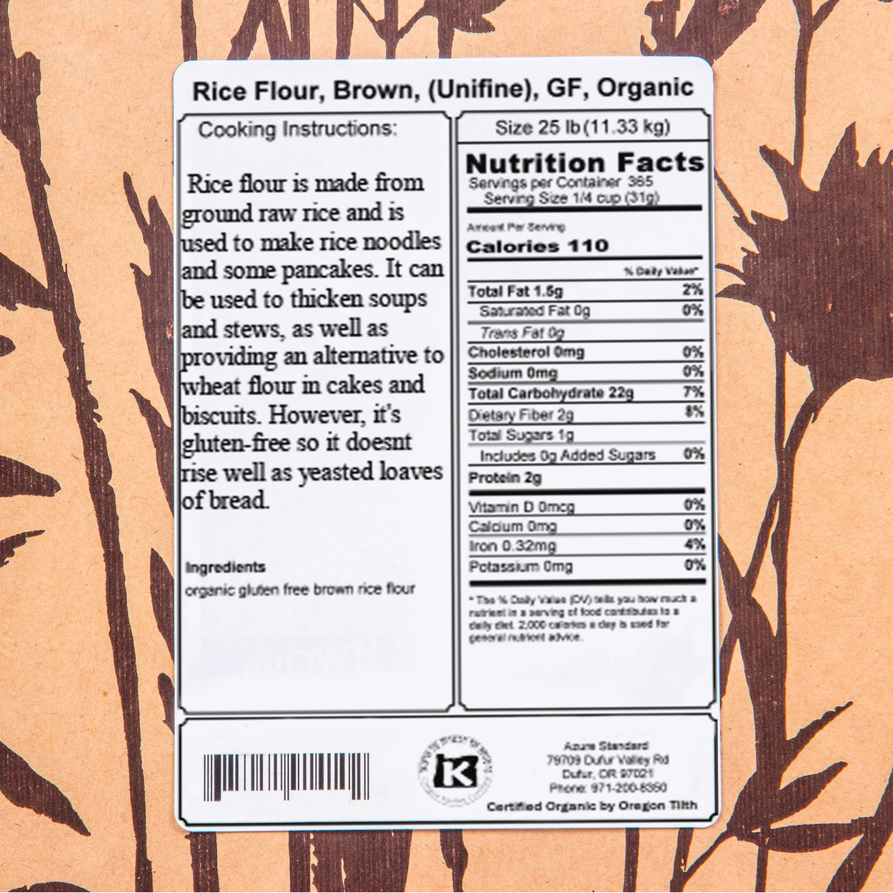 Rice Flour, White, (Unifine), GF, Organic