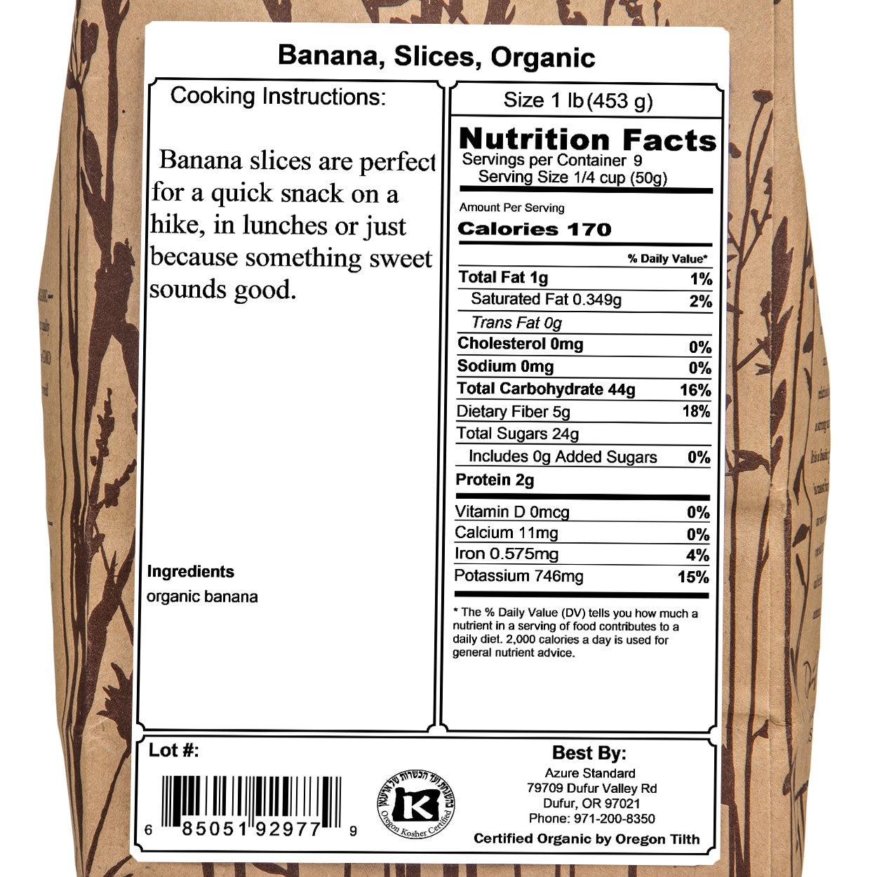 Banana, Slices, Organic