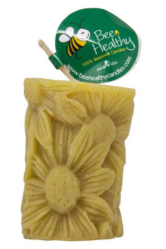 Candle, Beeswax, Daisy Pillar, Gold