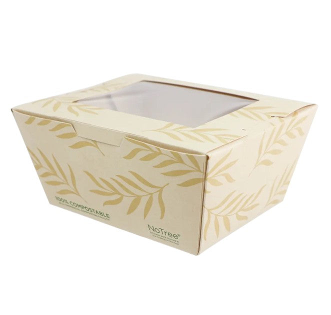 No. 1 Take Out Container, No Tree Paper, PLA Window, Compostable, 5.4x4.5x2.5