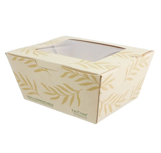 No. 1 Take Out Container, No Tree Paper, PLA Window, Compostable, 5.4x4.5x2.5