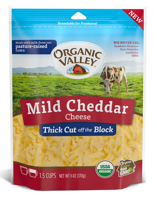 Cheddar Cheese, Mild, Thick Shredded, Organic