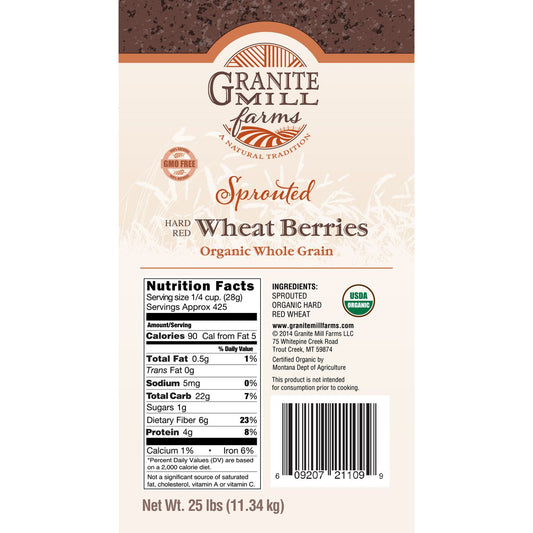 Sprouted Hard Red Wheat Berries, Organic