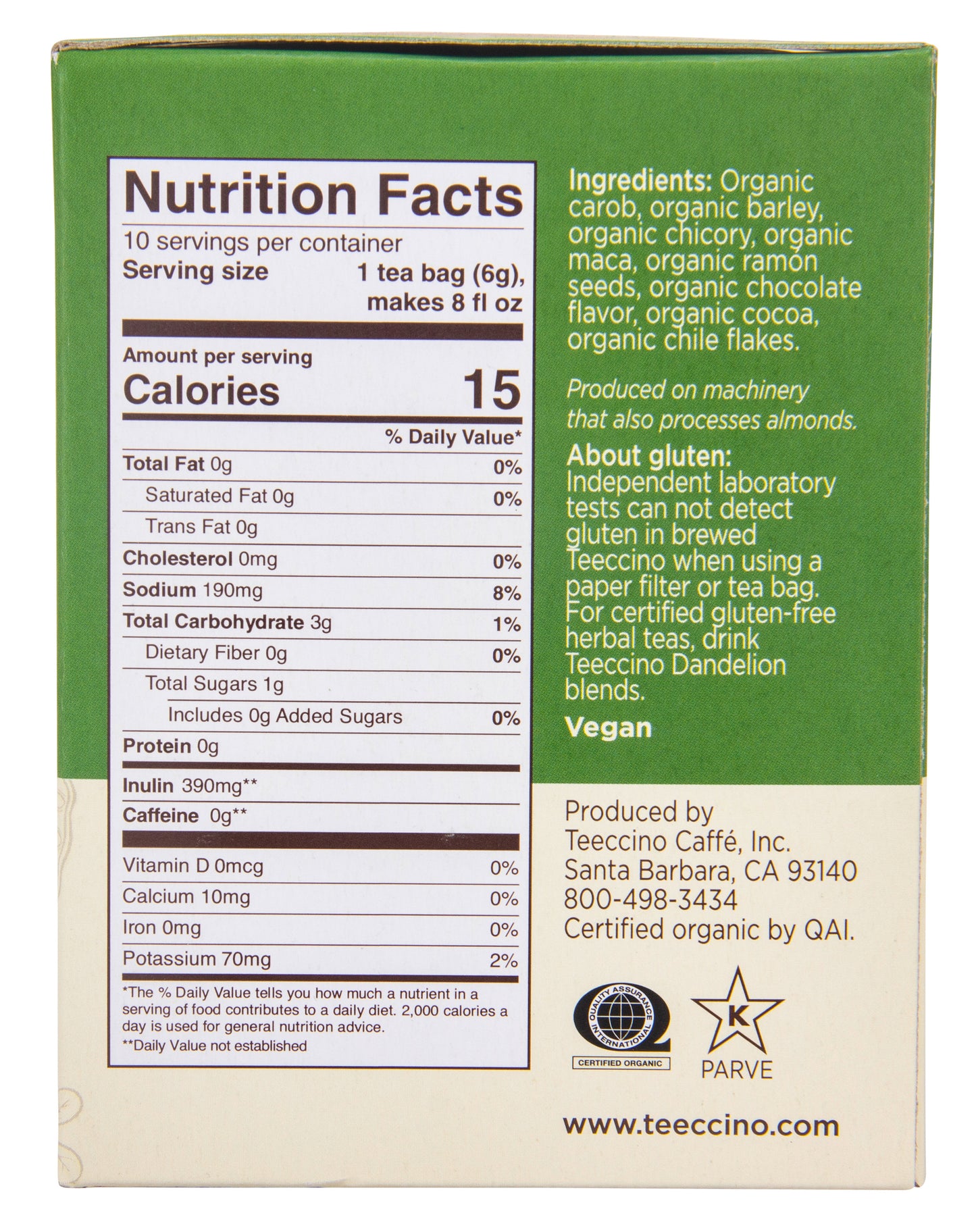 Maca Chocolate Roasted, Herbal Tea Bags, Organic