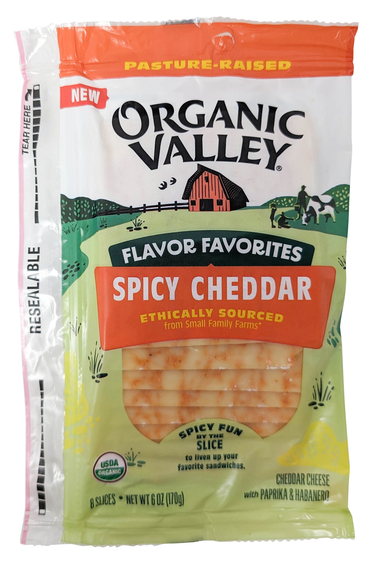 Cheddar Cheese, Spicy, Sliced, Organic