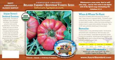Belgian Farmer's Beefsteak Tomato Seed, Organic
