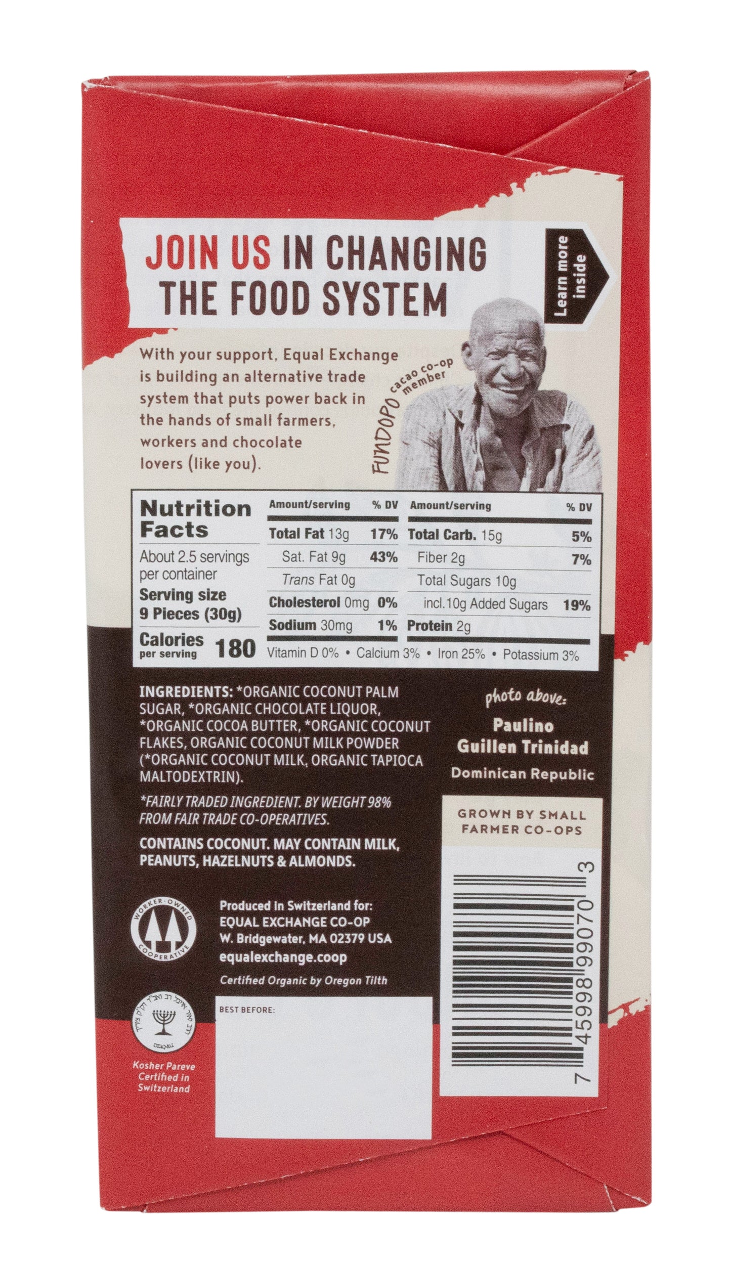 Chocolate Bar, Coconut Milk, 55%, Organic