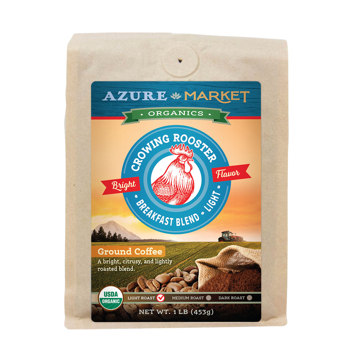 Coffee Ground, Breakfast Blend, Light Roast, Organic