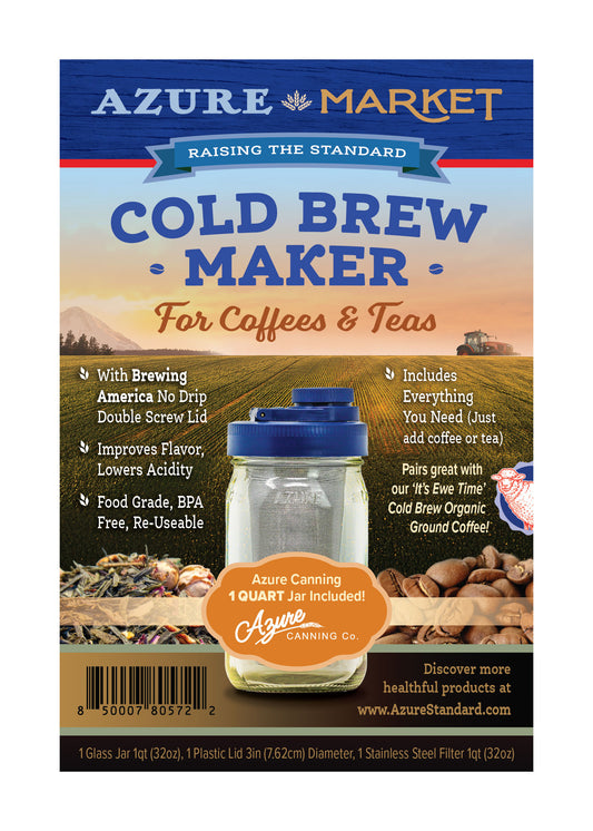 Cold Brew Coffee Maker Kit, 1 Quart Jar, Wide Mouth, Blue