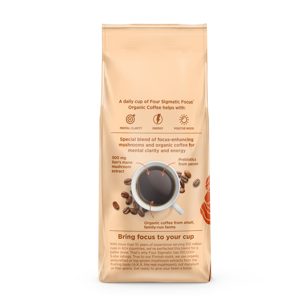 Focus, Half Caffeine Coffee, Ground, Organic