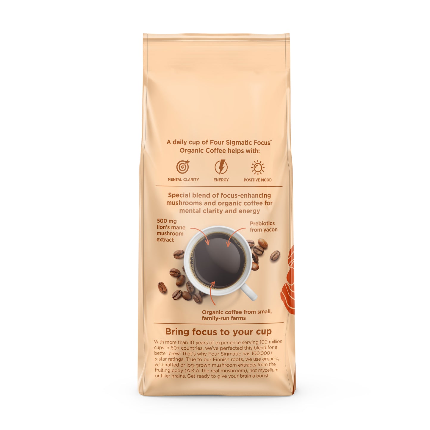 Focus, Half Caffeine Coffee, Ground, Organic