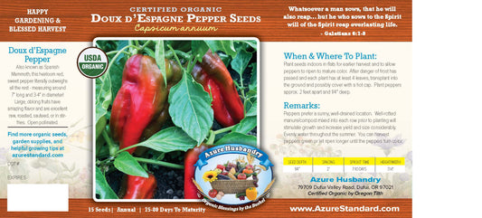 Doux d'Espagne Pepper Seed, Organic