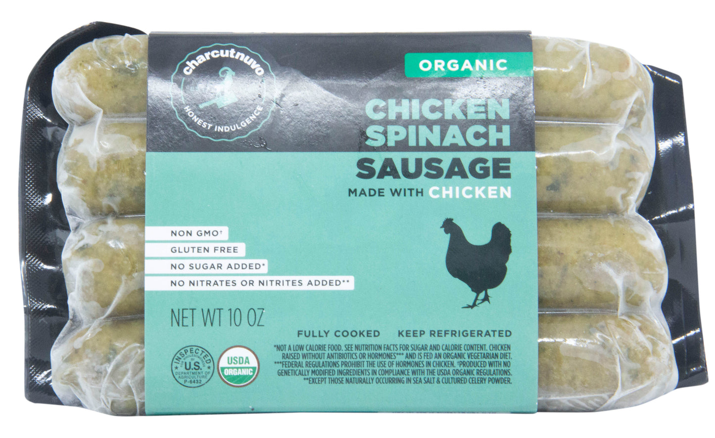 Sausage, Chicken Spinach, Frozen, Organic