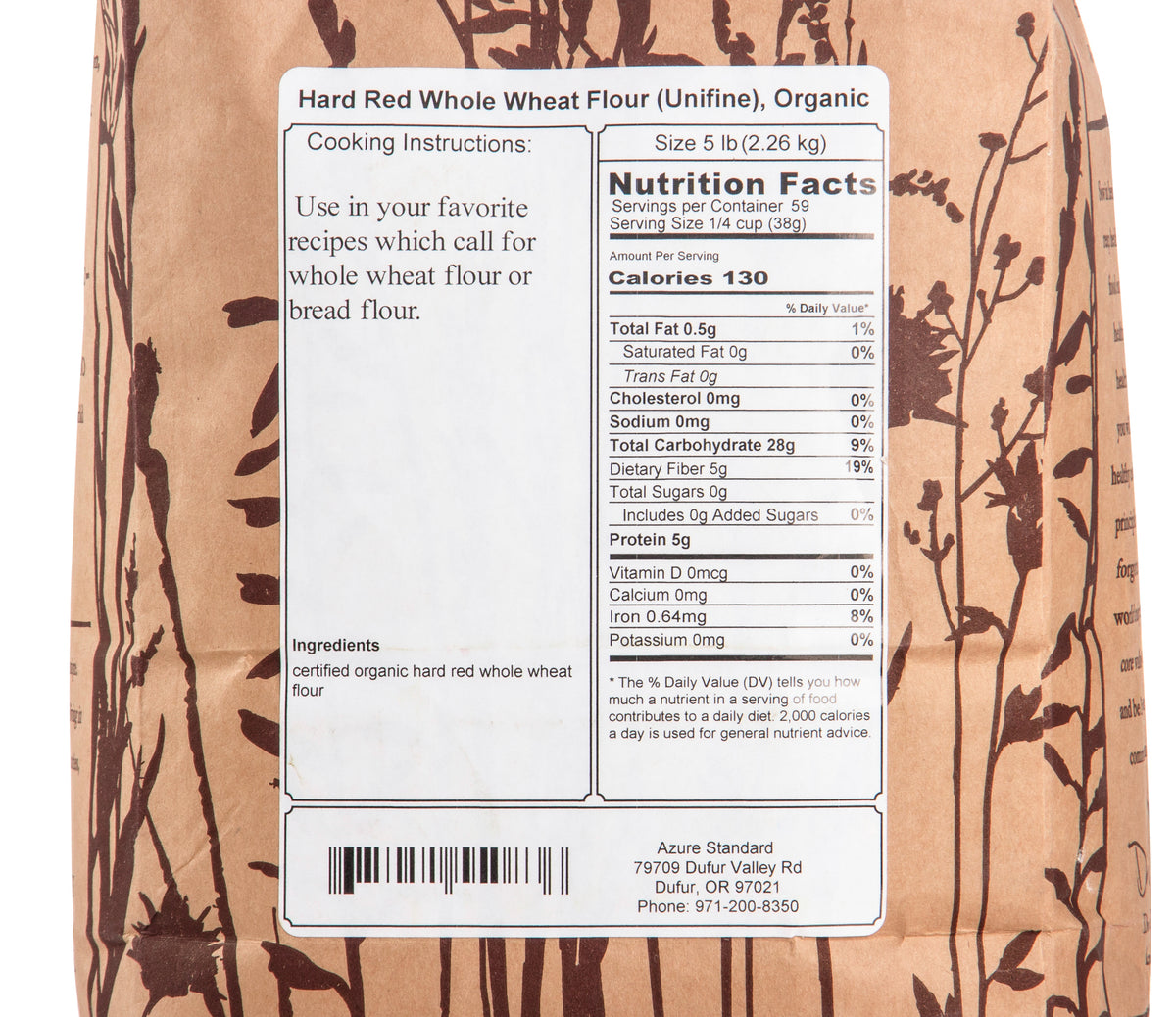 Bread Flour 100% Whole Red Wheat (Unifine), Organic