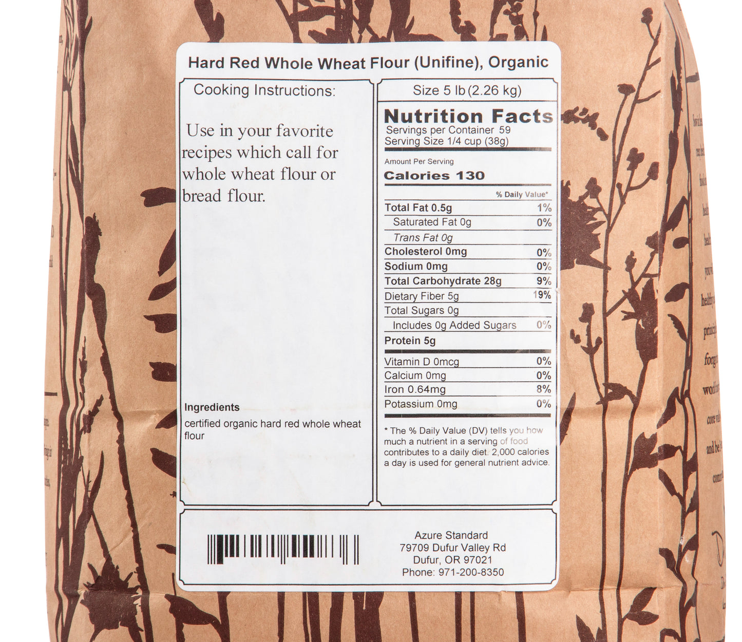 Bread Flour 100% Whole Red Wheat (Unifine), Organic