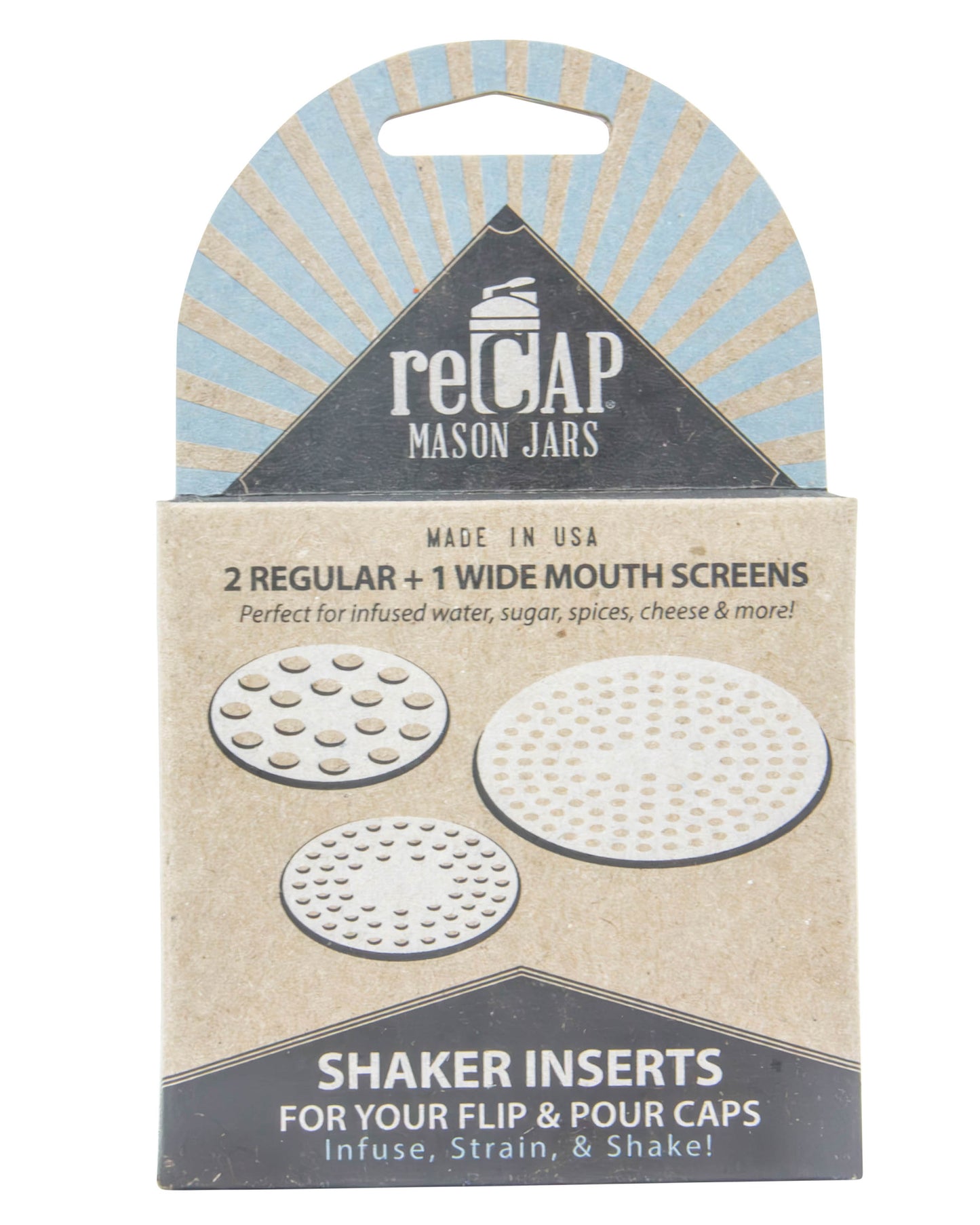Mason Jar, Shaker Inserts, Regular & Wide Mouth, Silver
