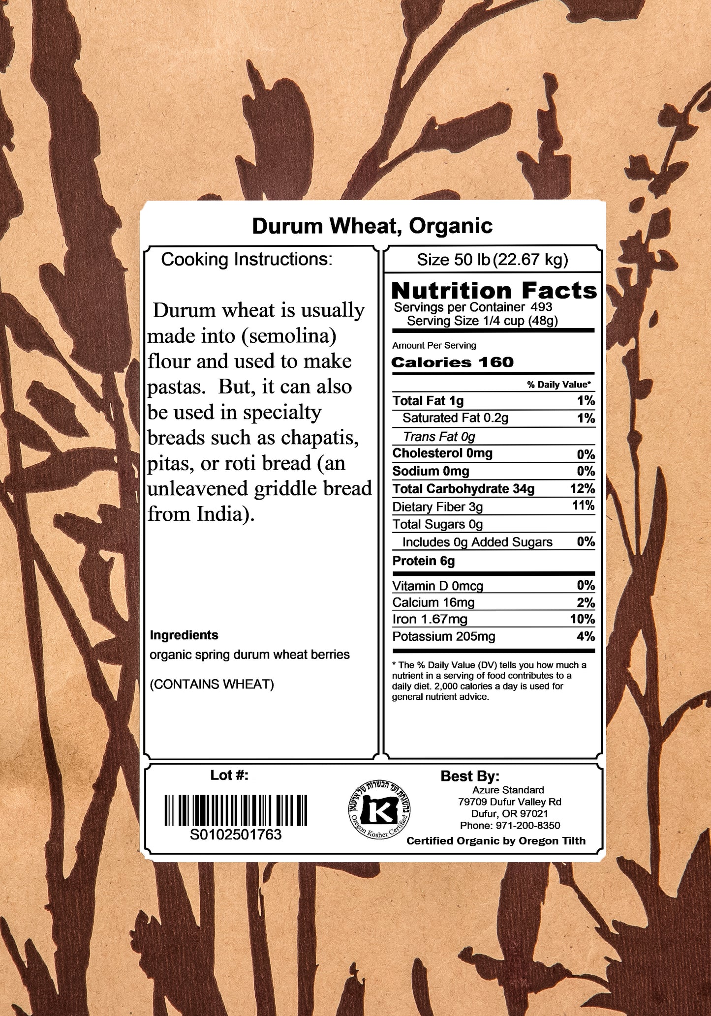 Durum Wheat, Organic