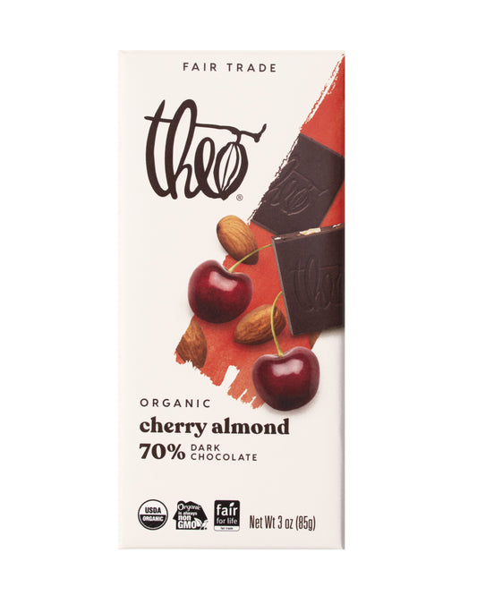 Chocolate Bar, Cherry Almond, Dark, 70%, Organic