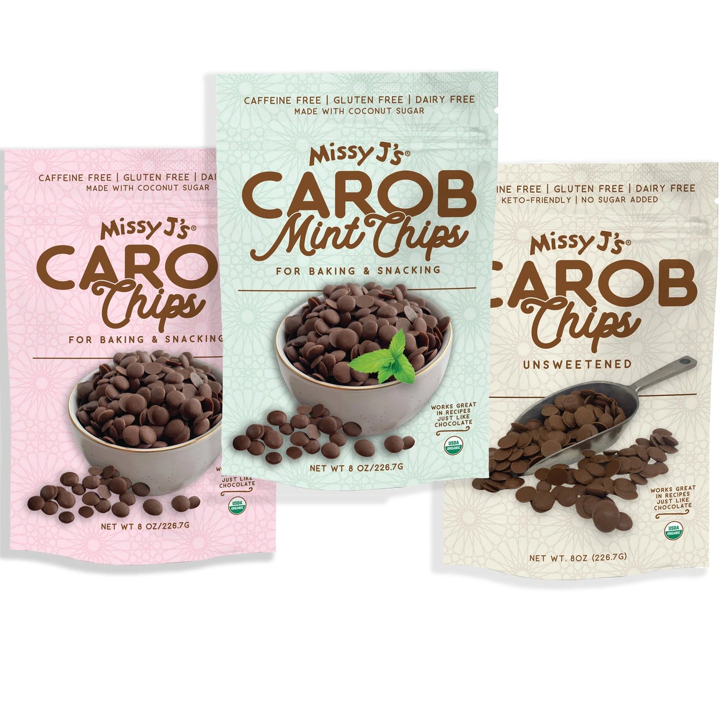 Carob Chips Sampler pack-1 each flavor