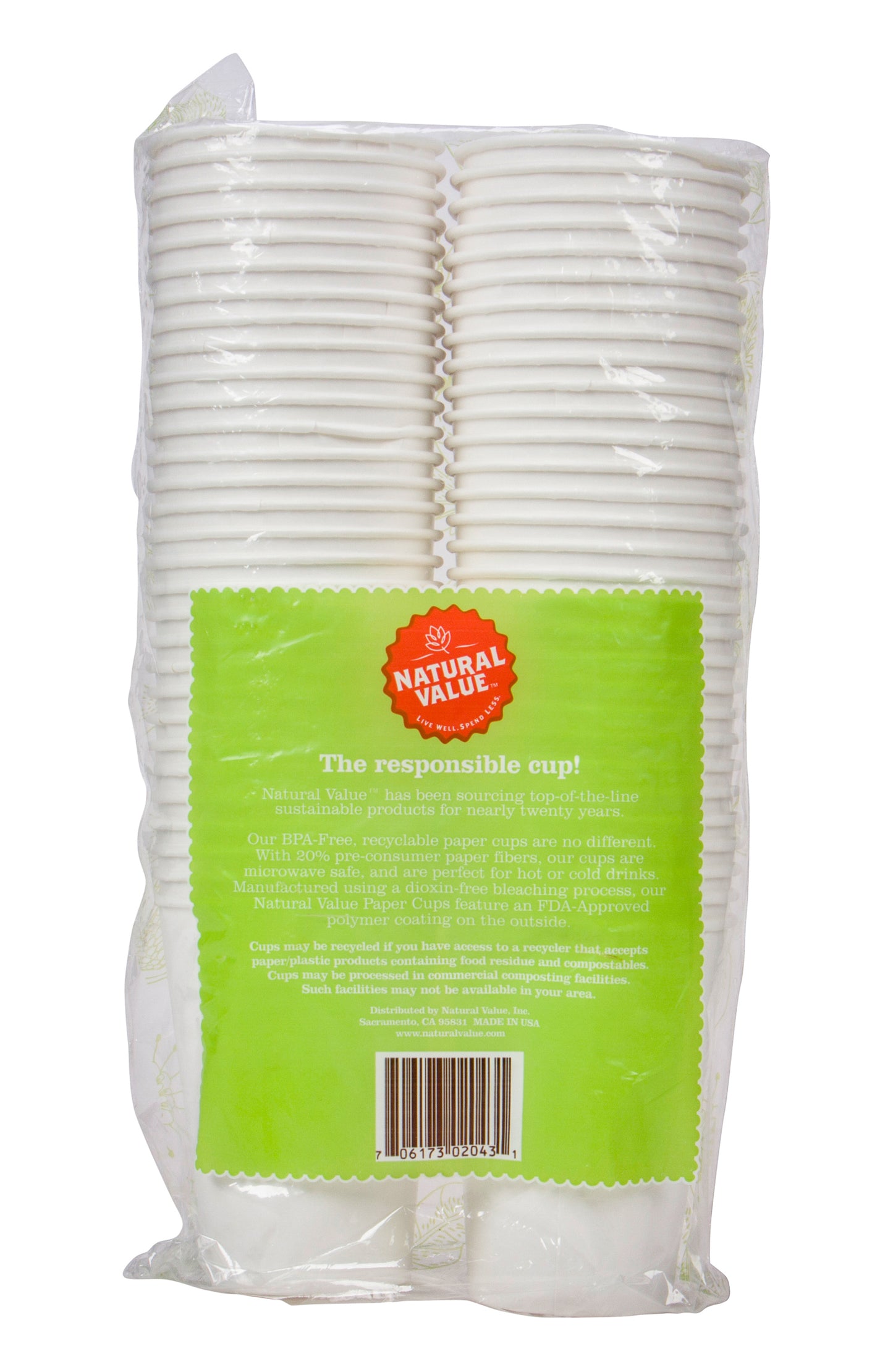 Drinking Cups, Paper 9oz, Hot/Cold, Recycled