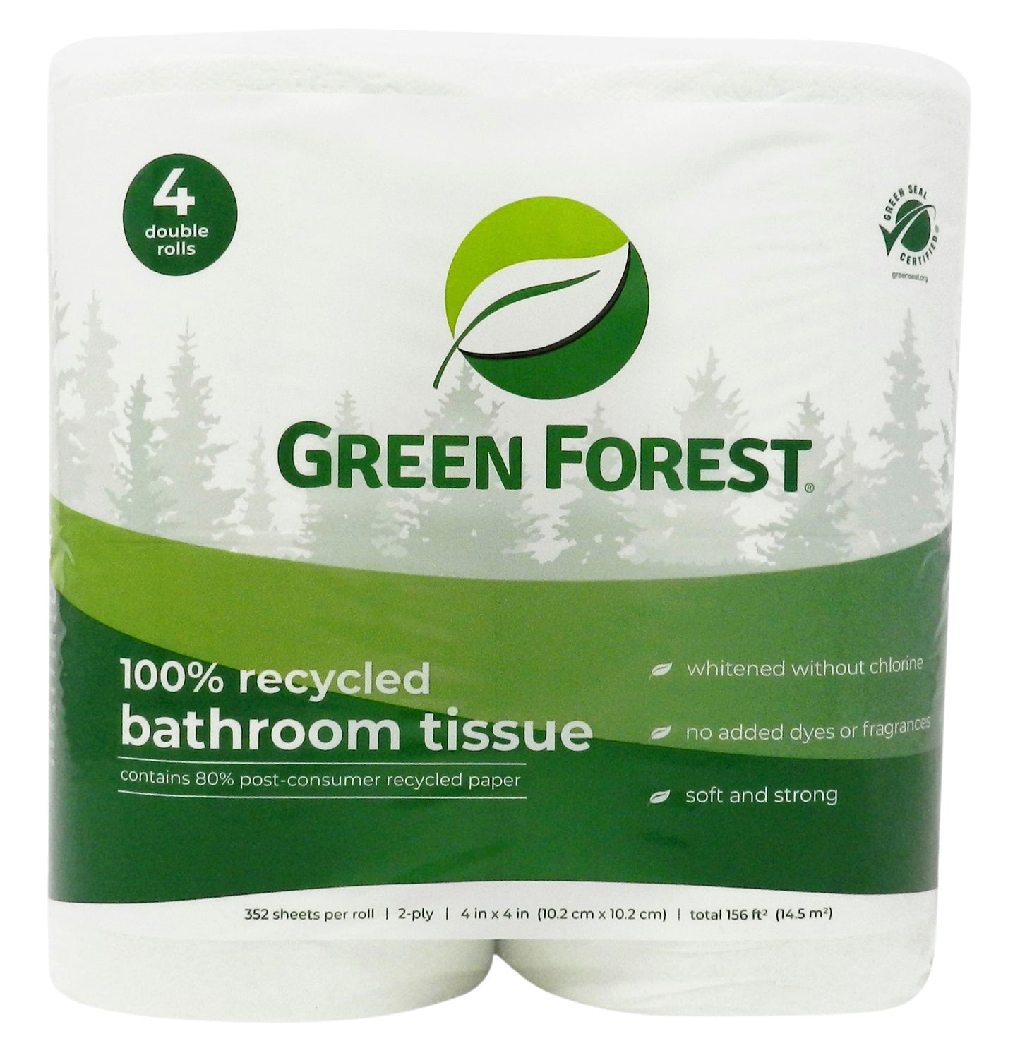 Bathroom Tissue, 352 ct 2 ply, (4 Roll/Pack) Recycled