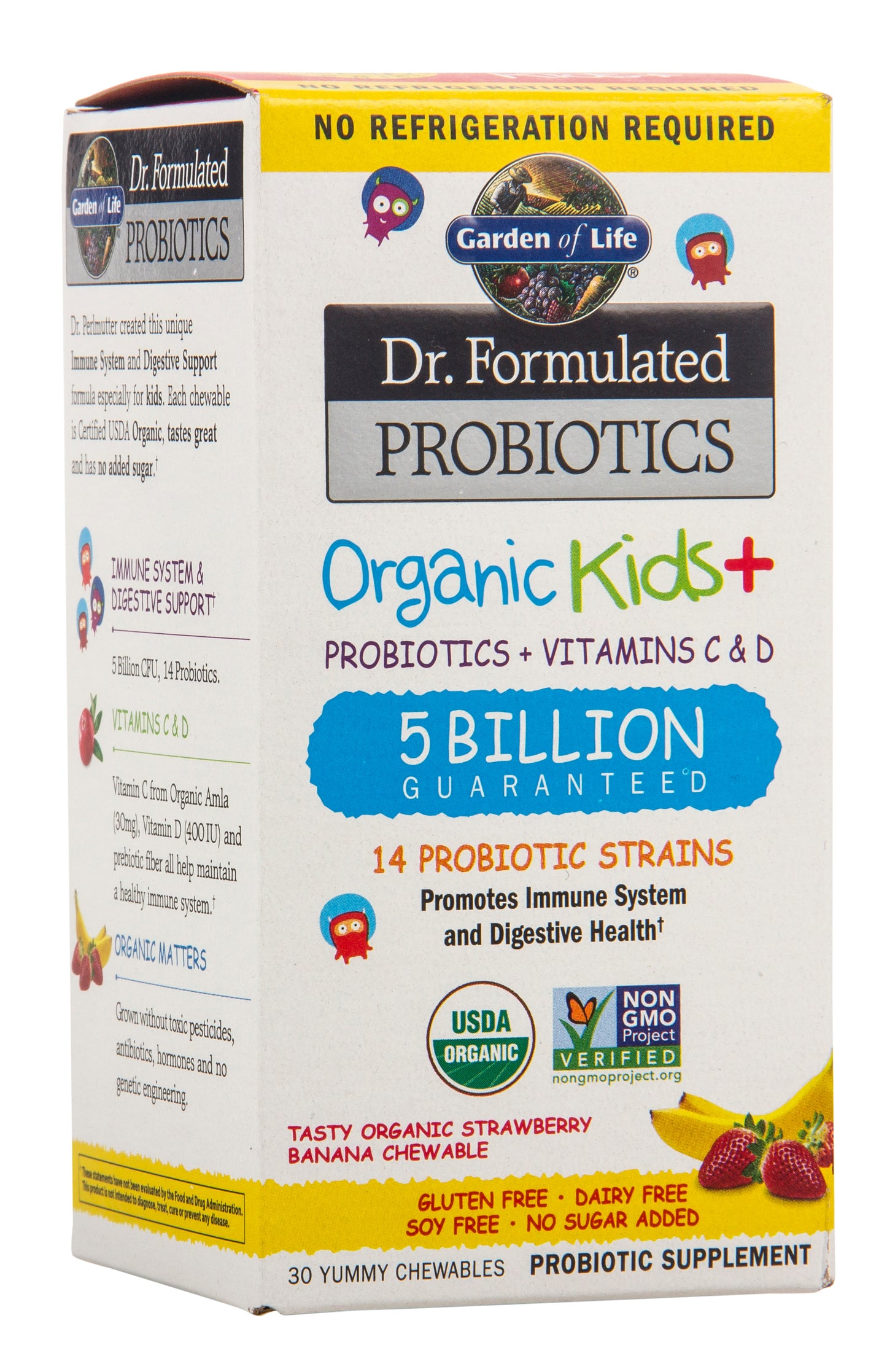 Dr. Formulated Probiotics, Kids, Strawberry Banana, Organic