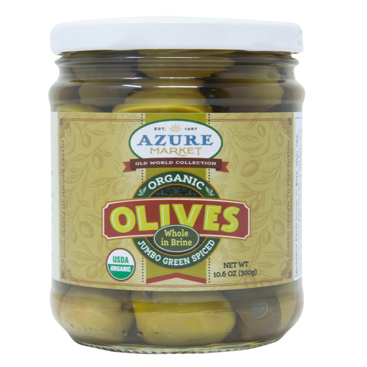 Jumbo Green Spiced Olives, Organic