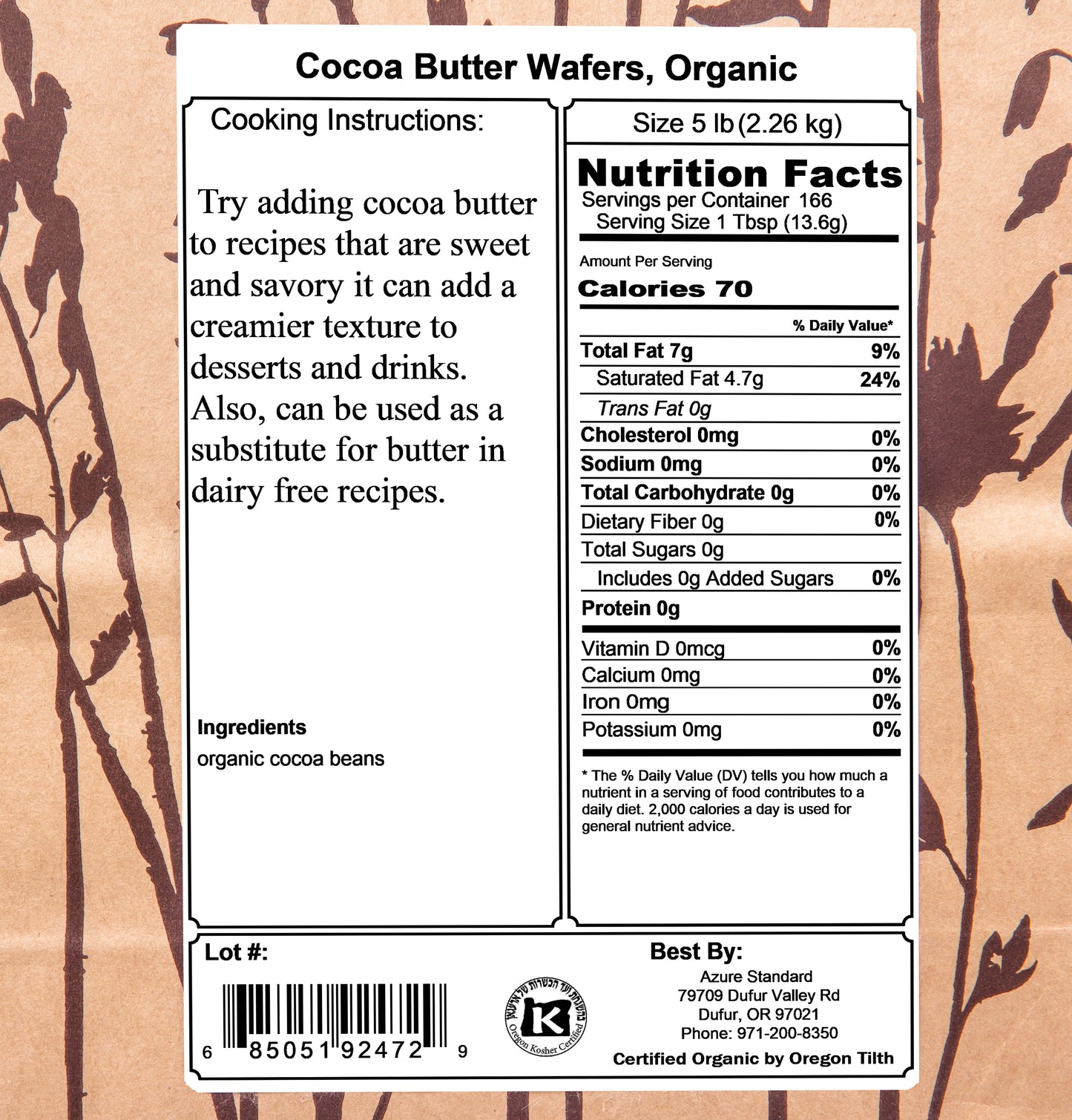 Cocoa Butter Wafers, Organic