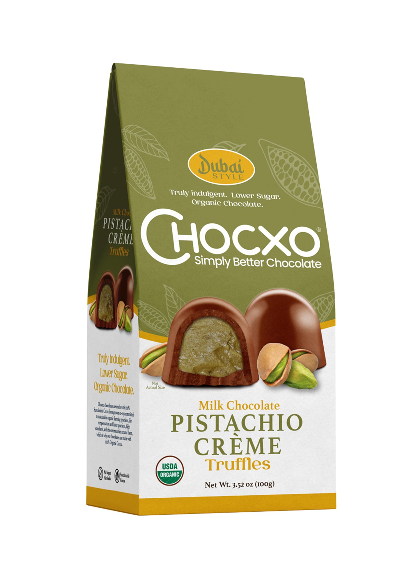 Milk Chocolate Truffle, Dubai Style Pistachio, Organic