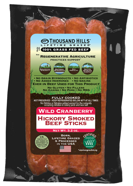 Beef Sticks, Uncured, Wild Cranberry